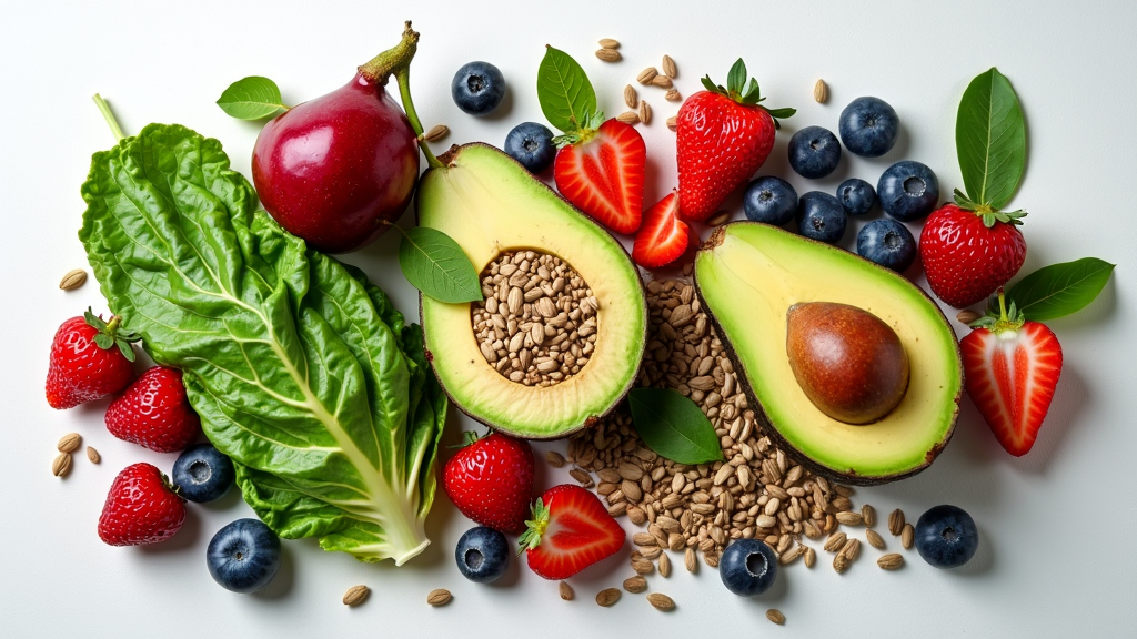 Superfoods arranged on a table